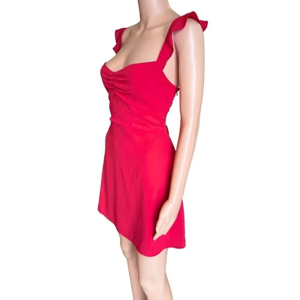 Princess Polly Landon Mini Dress 10 Red Corset Party Date Ruffle Boho Coquette